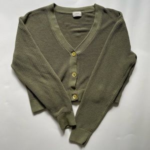 Wilfred Rib Cropped Cardigan (olive, size medium)